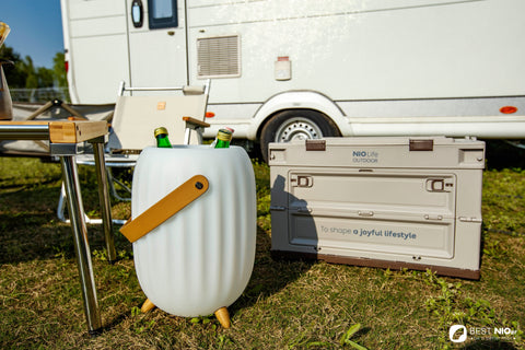 Fifn B01 Speaker lamp Ice Bucket Wine Cooler Portable with LED Light and Plants Pot - Waterproof for Outdoor Parties and Home Decoration - FIFN