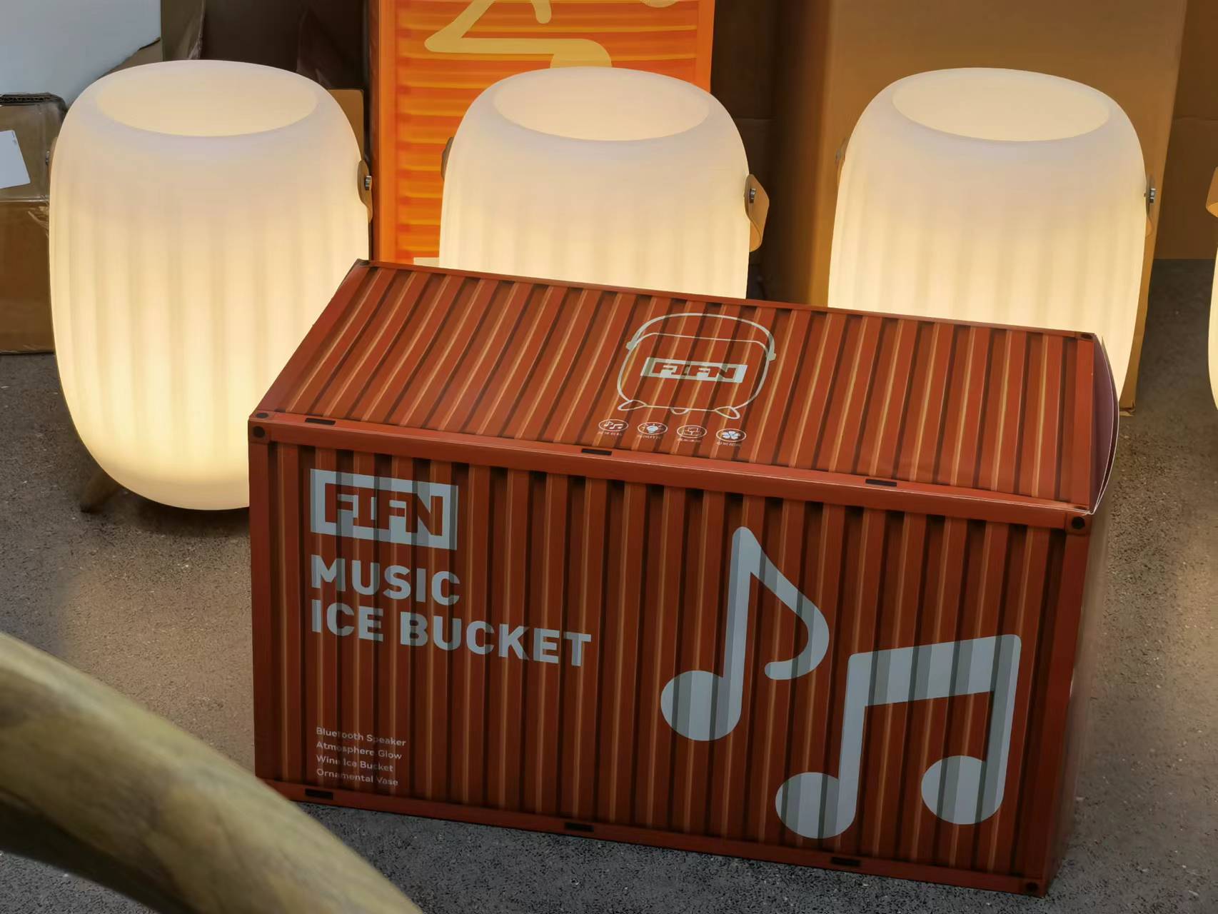 Fifn B01 Speaker lamp Ice Bucket Wine Cooler Portable with LED Light and Plants Pot - Waterproof for Outdoor Parties and Home Decoration - FIFN